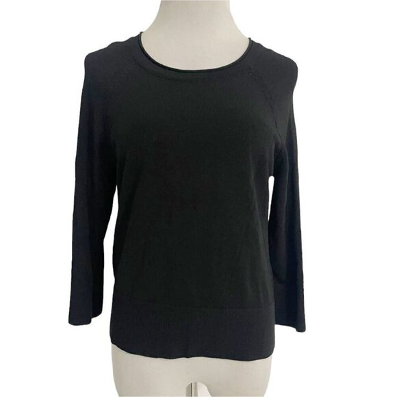 MILLY Size Small  Top Shirt Black Gold Zipper Long Sleeve - Picture 1 of 8